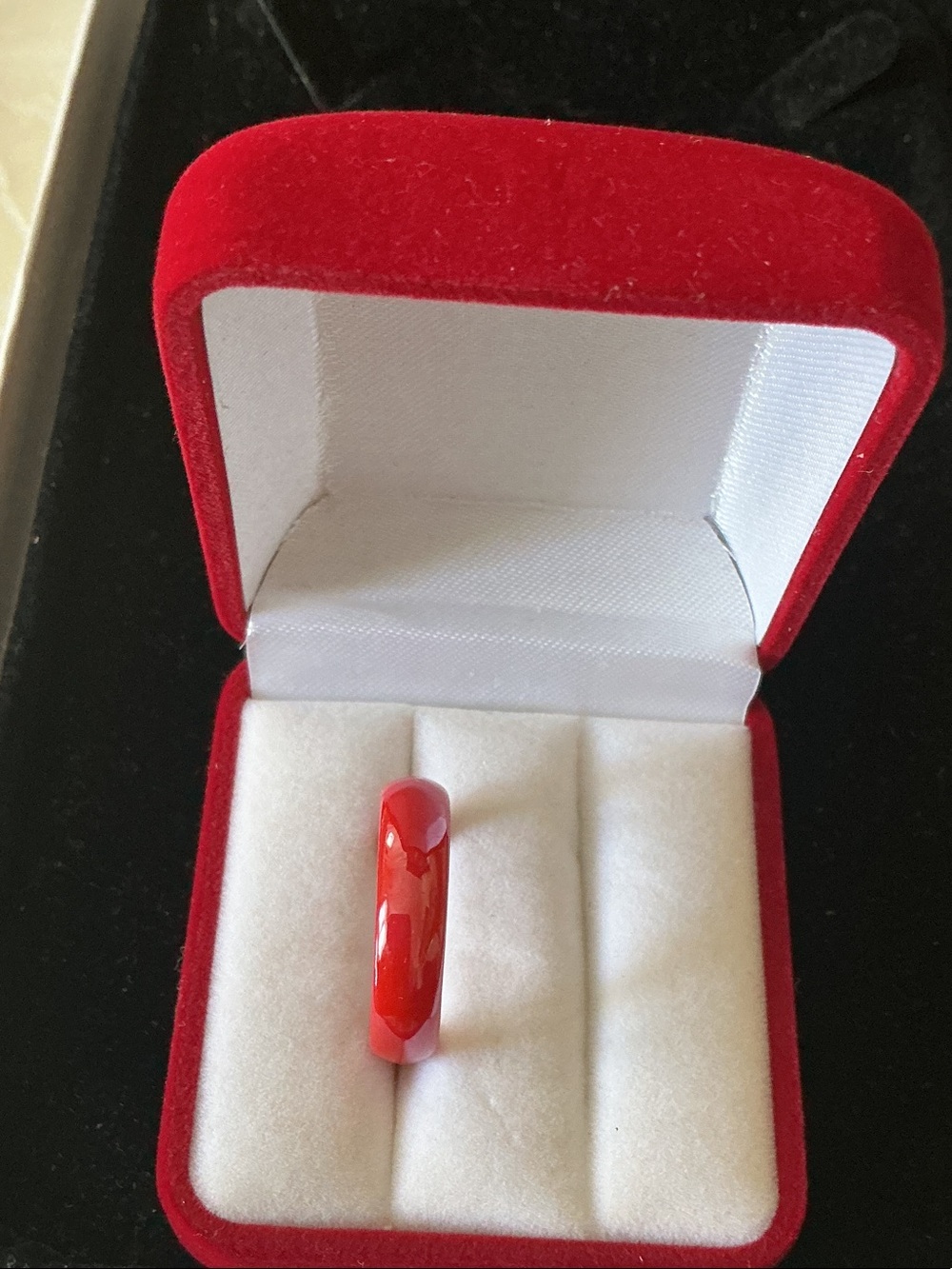 Women's Red Ceramic Band Ring - Sleek Gloss Finish